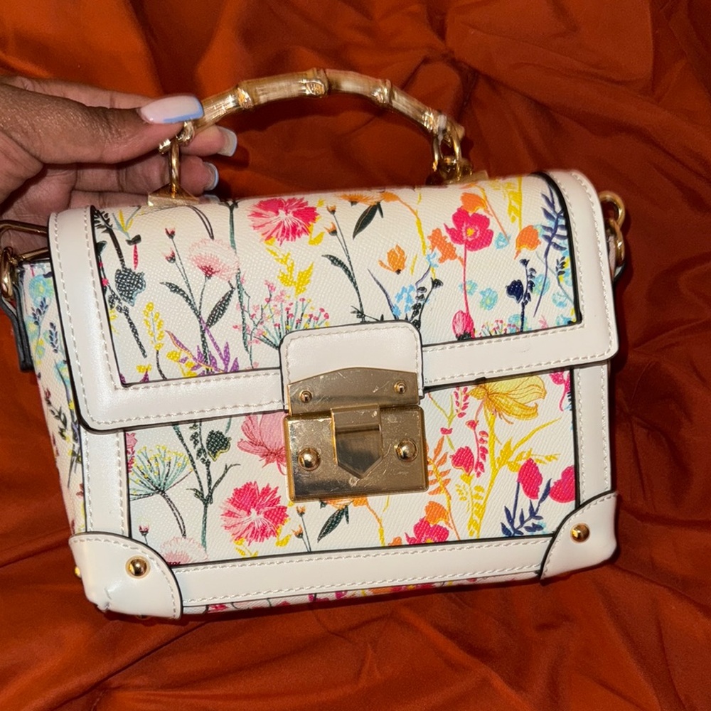 Aldo Cream Mini Bag with Floral Design